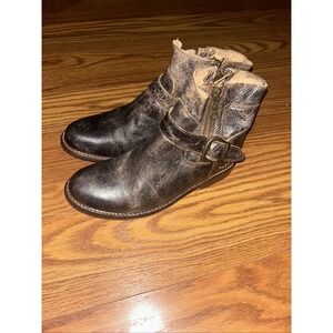 Bed Stu Boots Womens 7 Becca Black/Brown Leather Short Harness Classic Ankle